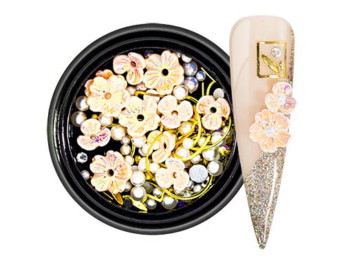 NailArt Overlay 3D Pearls Flower Mix rose