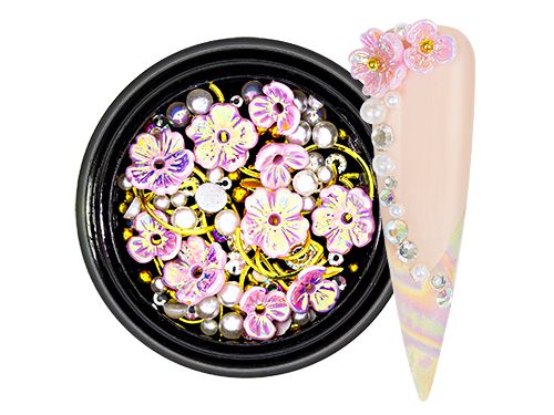 NailArt Overlay 3D Pearls Flower Mix pink