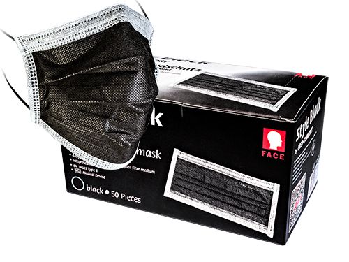 50 Disposable Face Mask 4 layers black