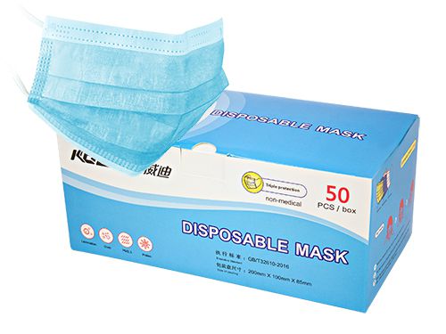 50 Disposable Face Mask 3 layers blue
